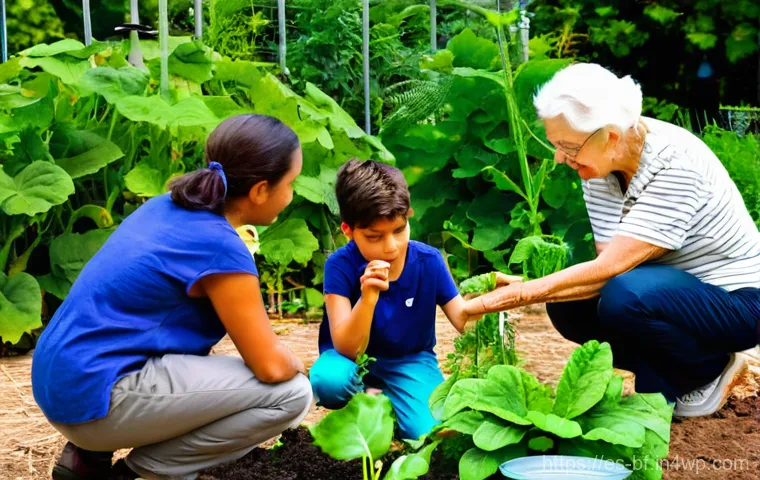 성공적인 커뮤니티 가든 운영 사례 분석 - **Prompt:** An innovative and sustainable urban community garden, showcasing "Ingenio y Recursos: Ma...