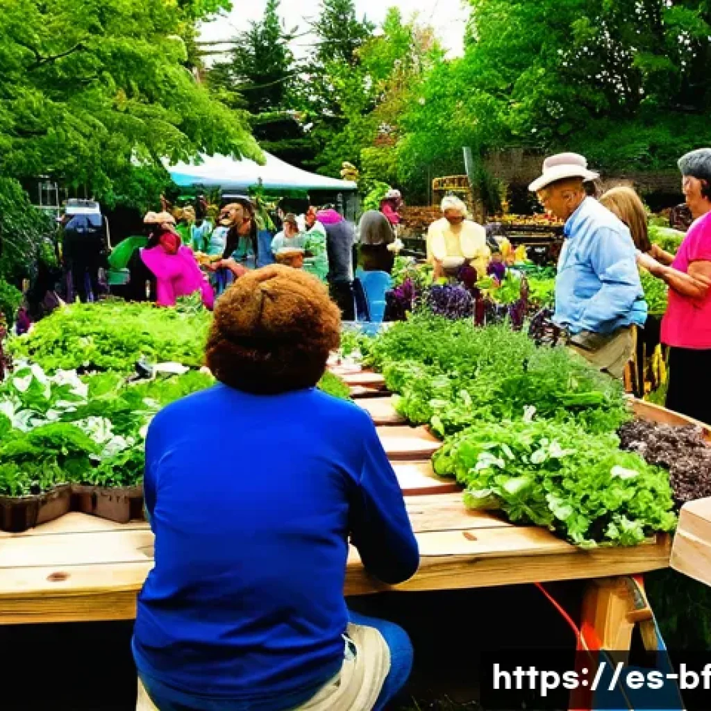 커뮤니티 가든 디자인 아이디어 - **Community Harvest Festival in a Vibrant Urban Garden**
    A bustling, joyful scene within a vibra...