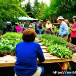 커뮤니티 가든 디자인 아이디어 - **Community Harvest Festival in a Vibrant Urban Garden**
    A bustling, joyful scene within a vibra...