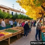 커뮤니티 가든의 방문객 유치 전략 - A vibrant community garden during an Autumn Harvest Festival in a sunny urban neighborhood in Spain,...